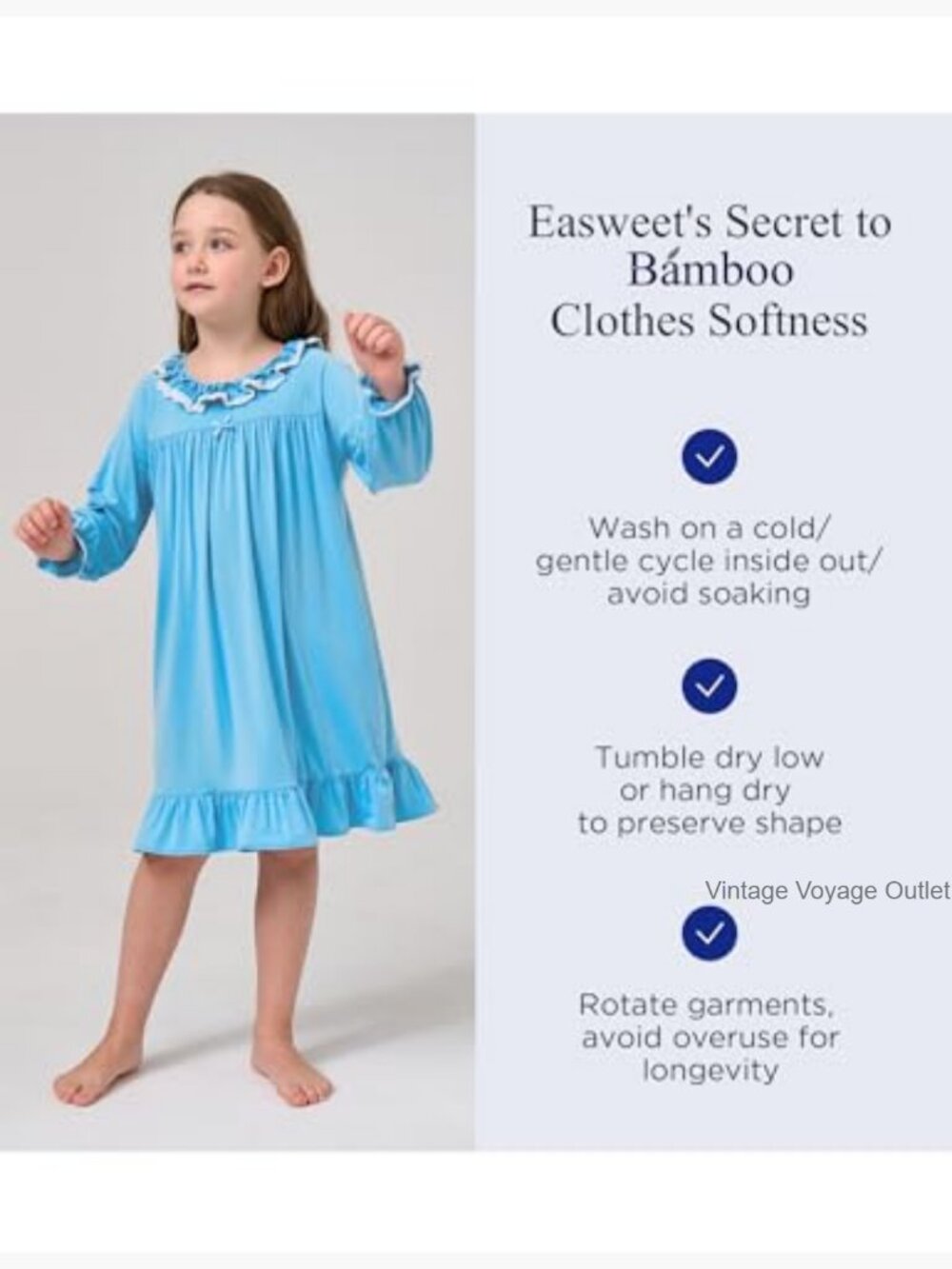 Girls Long Sleeve Princess Nightgown Pajama Dress Soft Sleepwear 3-12y - Picture 5 of 6